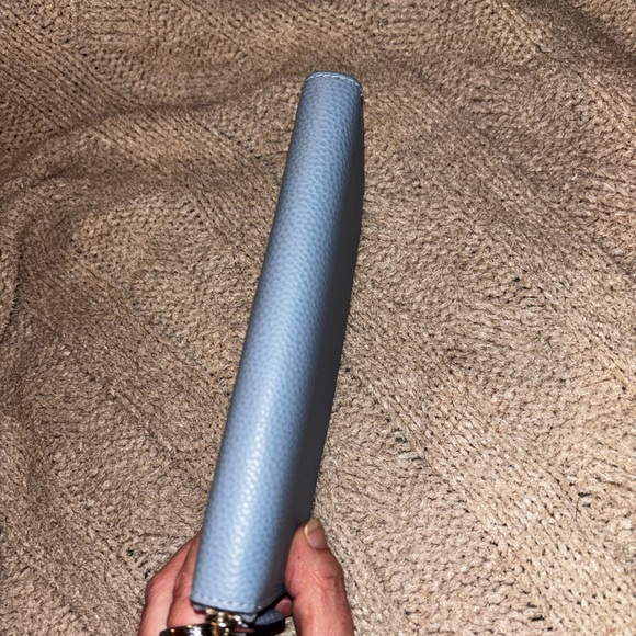 Authentic COACH Pebbled Leather Long Zip Around Wallet Slate Blue Gray EUC - Picture 4 of 9